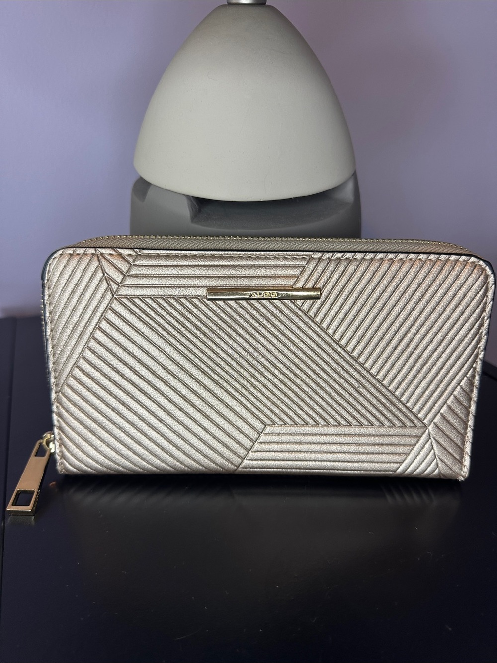 Aldo Metallic Gold All Around Zip Wallet
